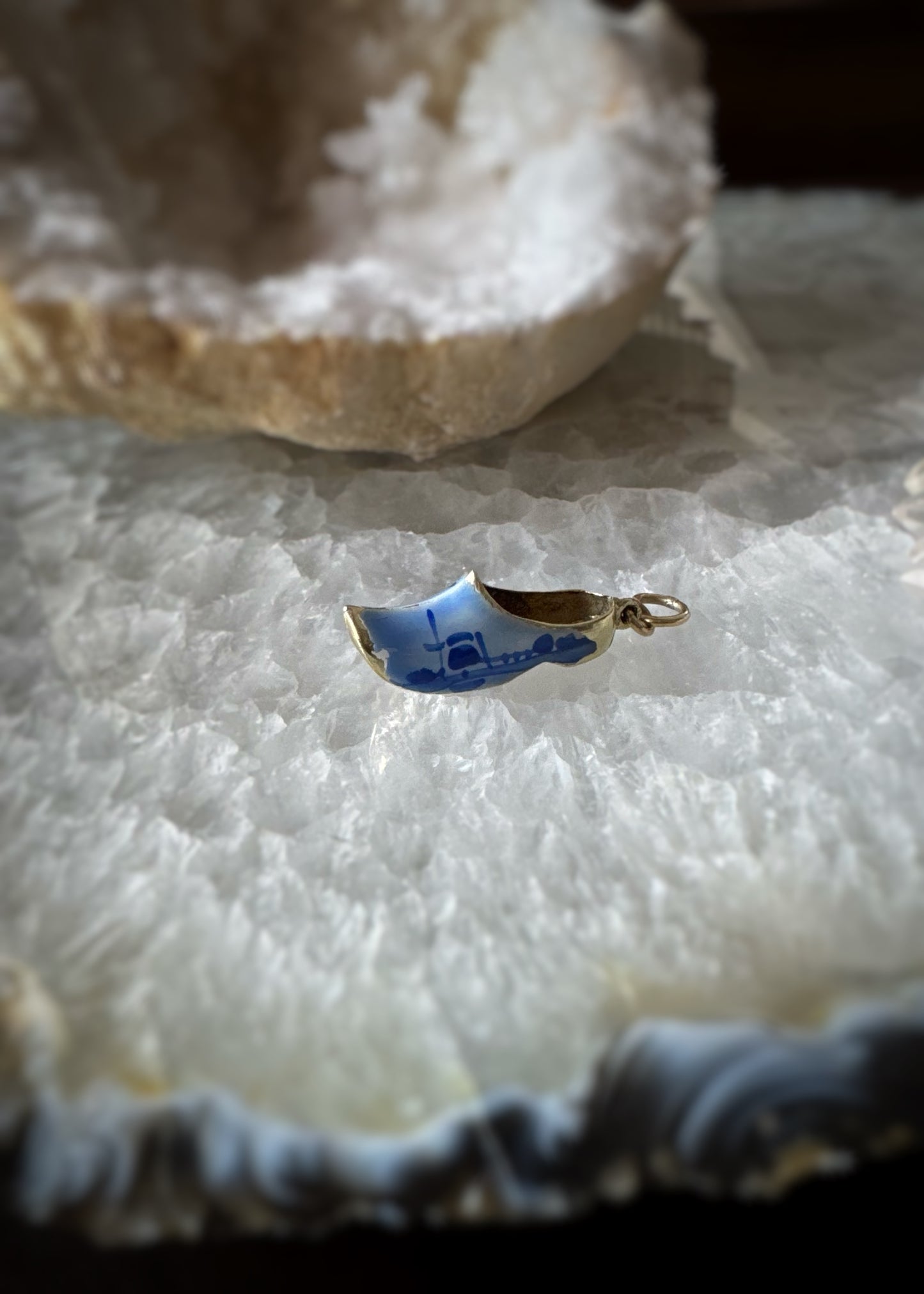 Vintage 14k + Enamel Dutch Clog Charm