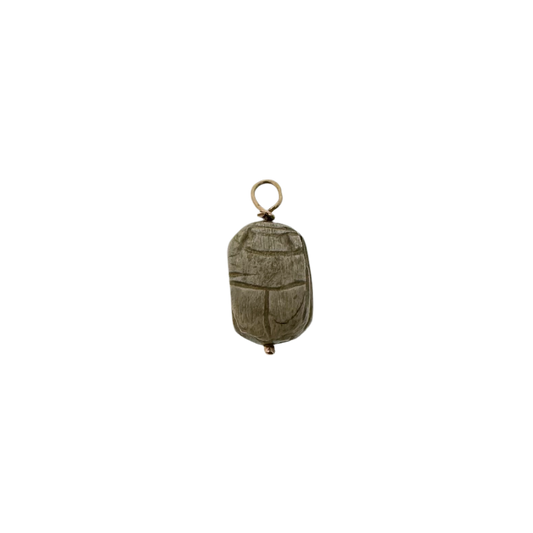 14k + Vintage Steatite Scarab Charm