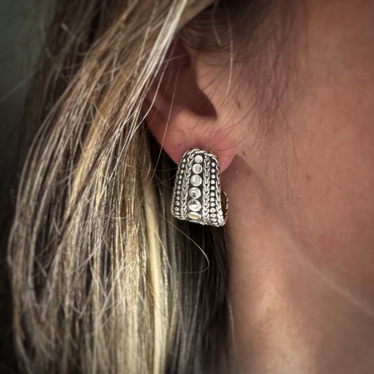 Estate Designer Sterling Silver + Nuana Hoop Earrings