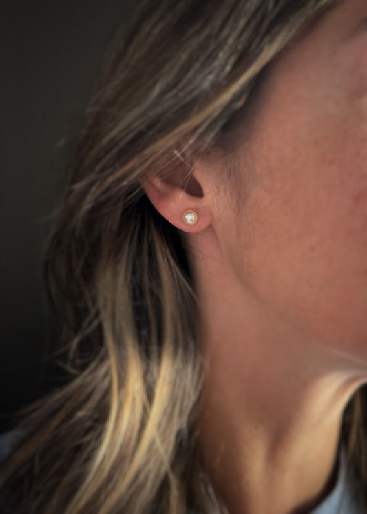 14k + 6mm Pearl Stud Earrings