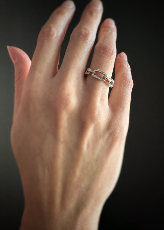 Estate 10k + Diamond Open Oval Chain Link Band