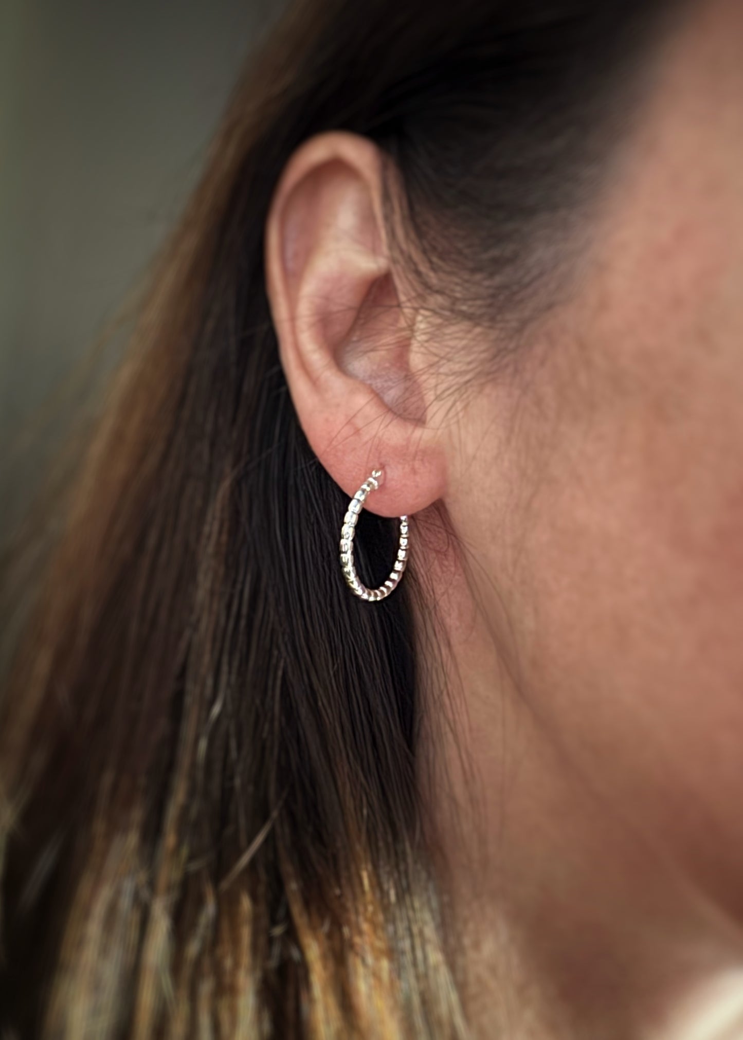 Sterling + Bead Hoop Earrings