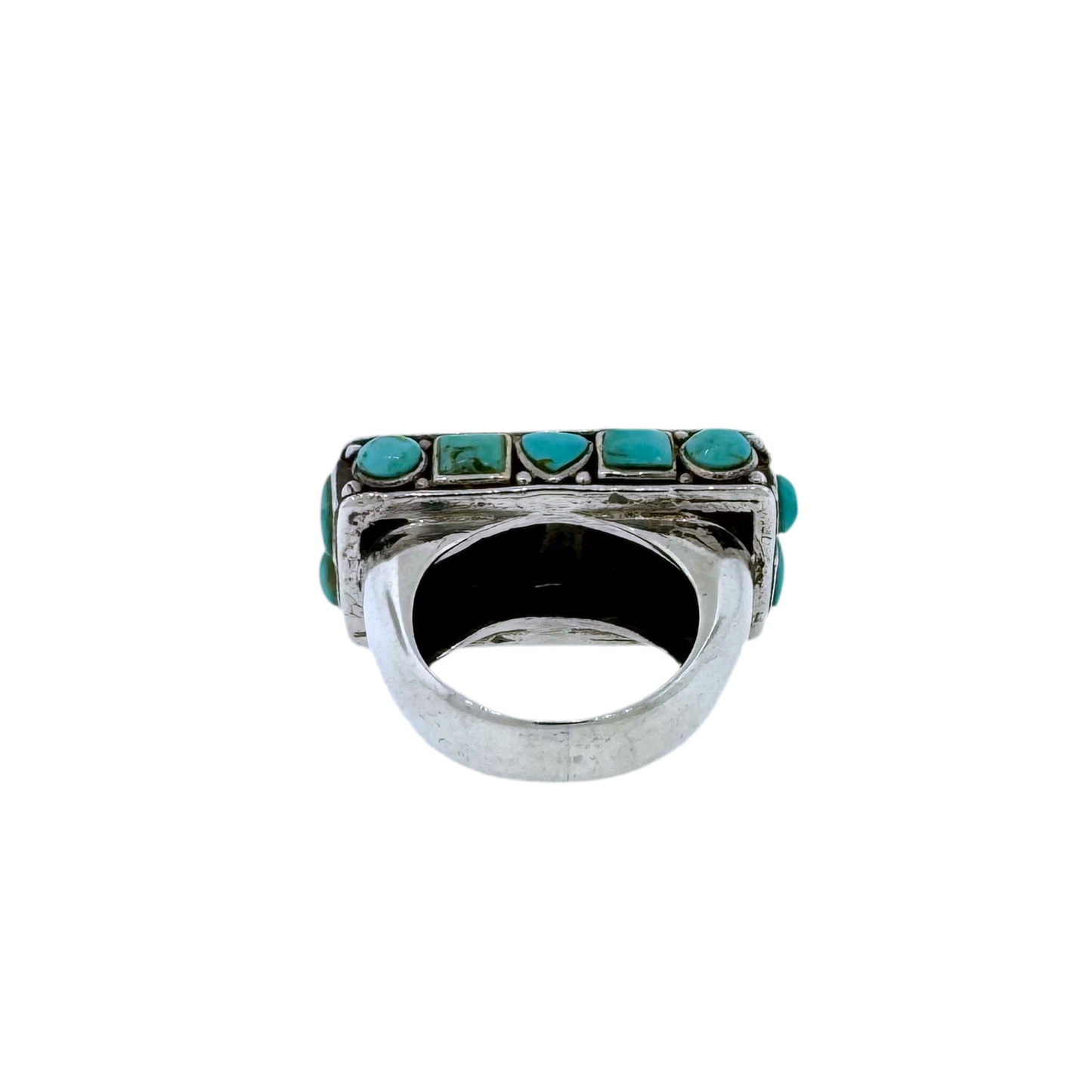 Estate Sterling Silver + Mixed Shapes Turquoise Ring