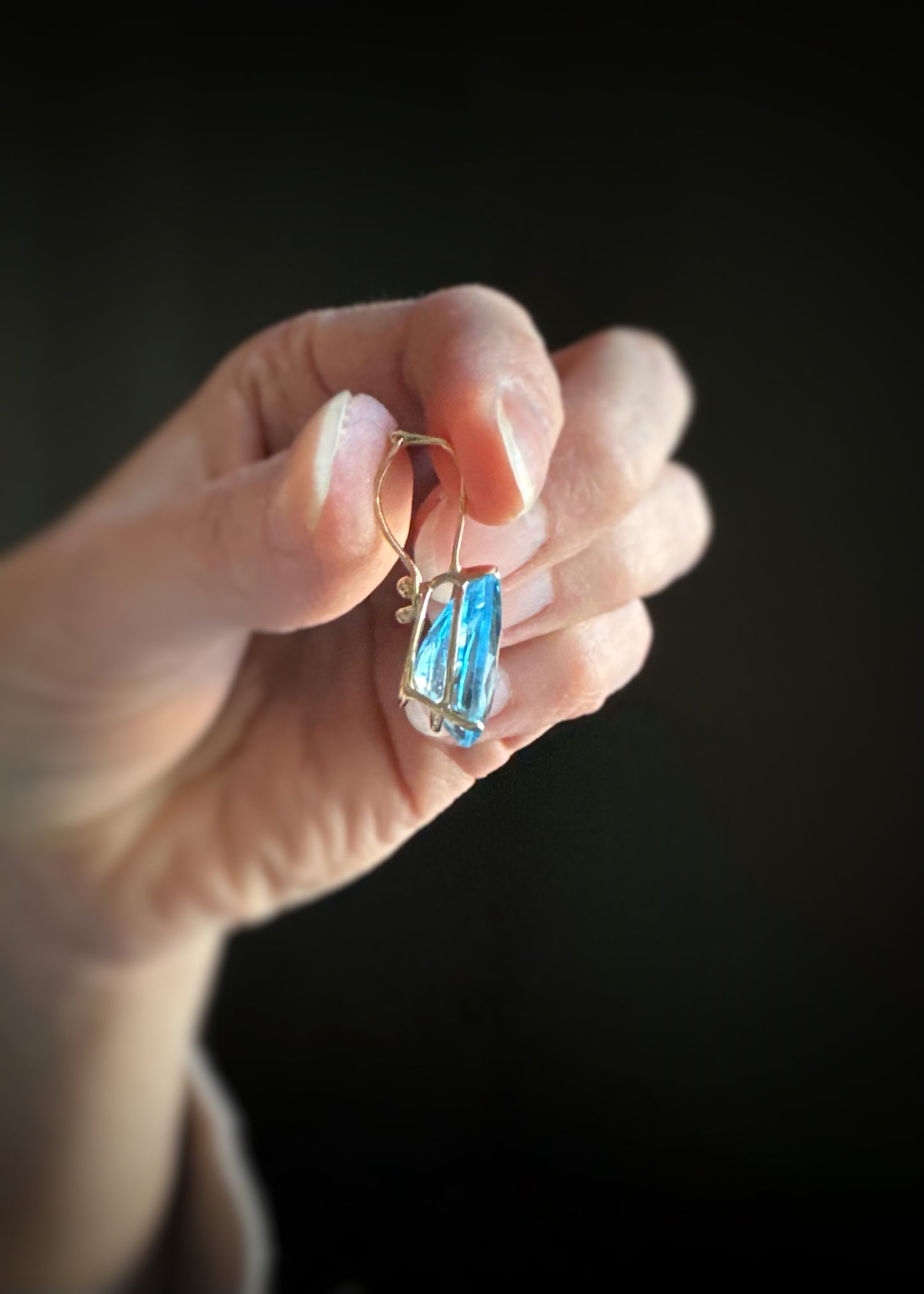 Estate 14k + Blue Topaz Enhancer Pendant