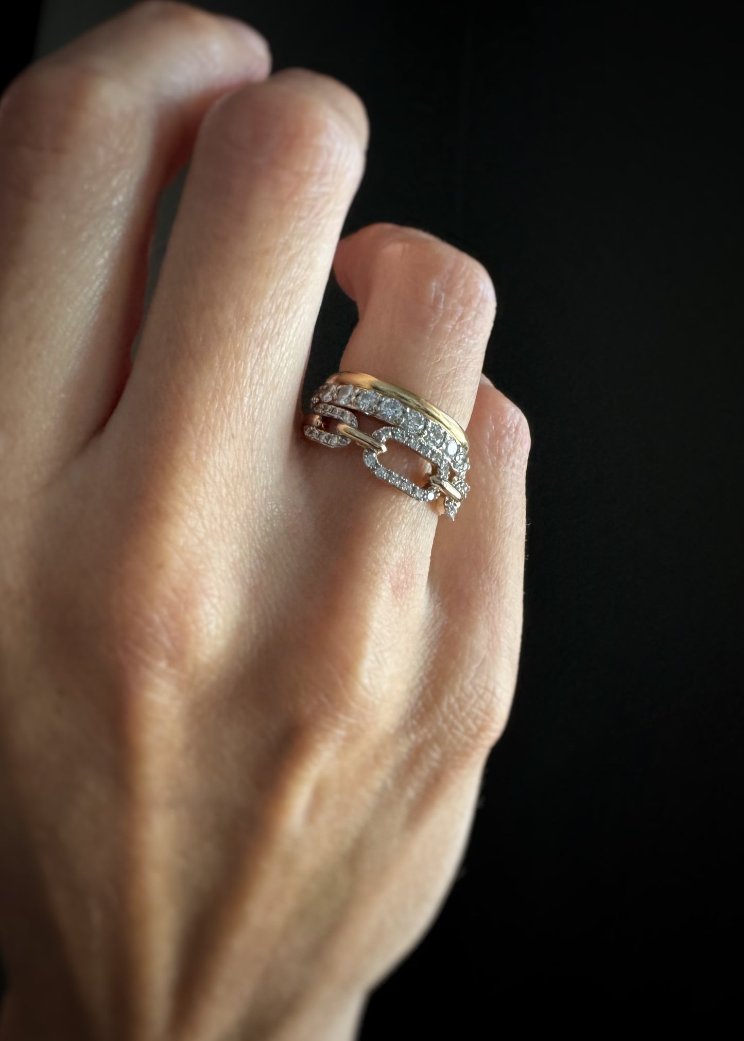 Estate 10k + Diamond Open Oval Chain Link Band