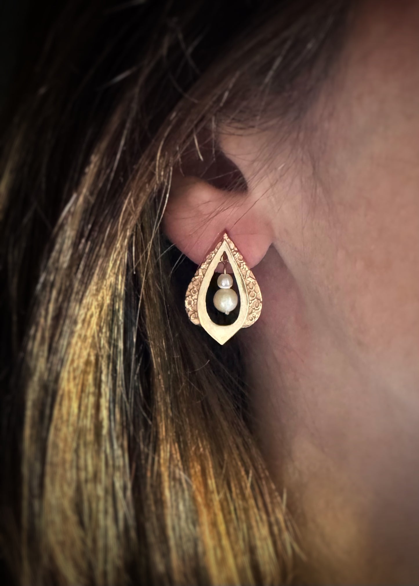 Estate 14k + Dangling Pearl Earrings