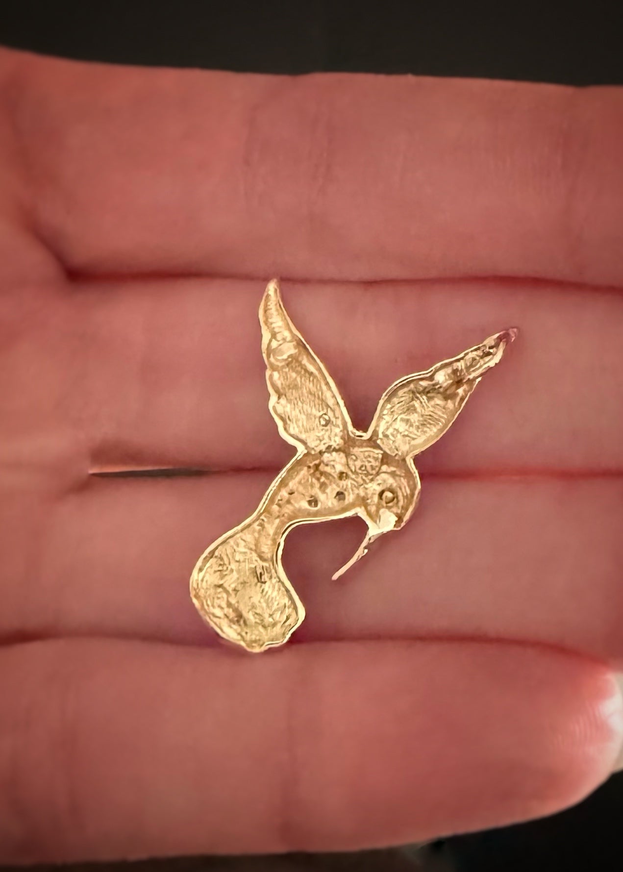 Estate 14k + Sapphire Hummingbird Pendant
