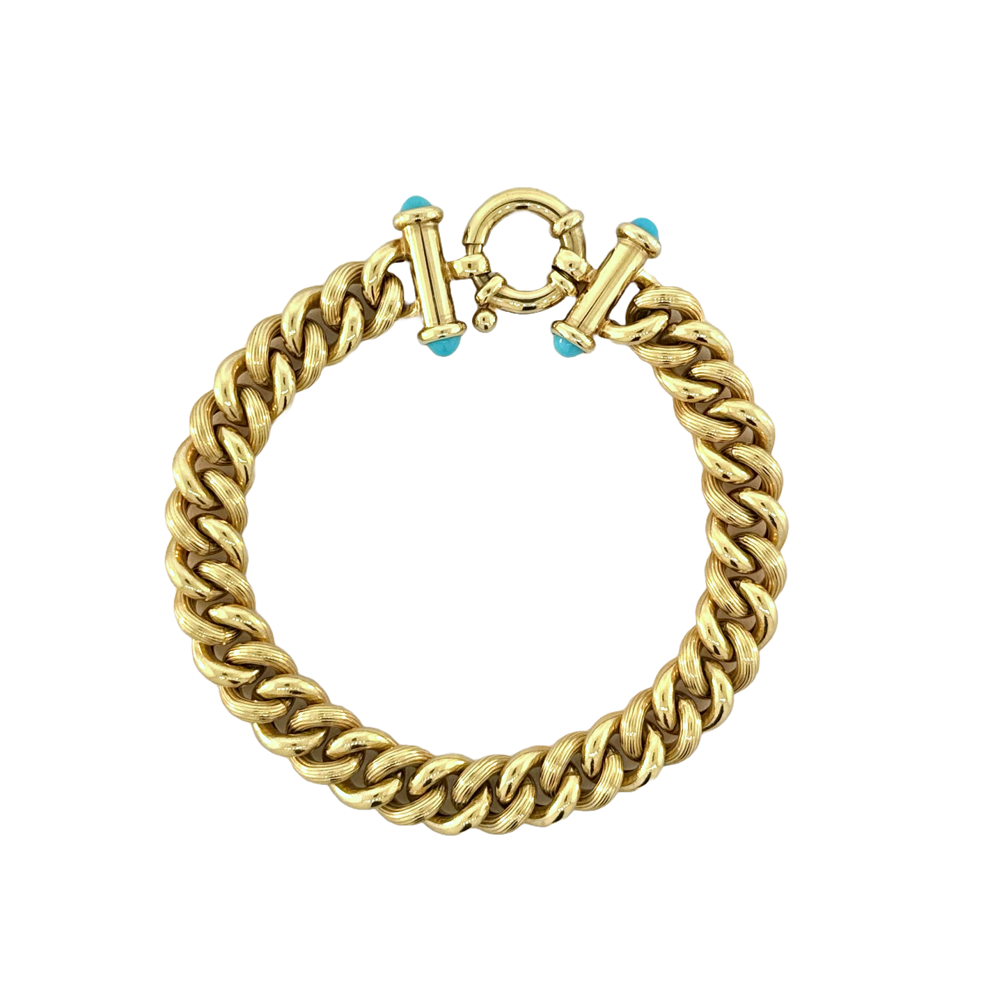 Estate 14k + Curb Chain Bracelets w/ Turquoise End Caps
