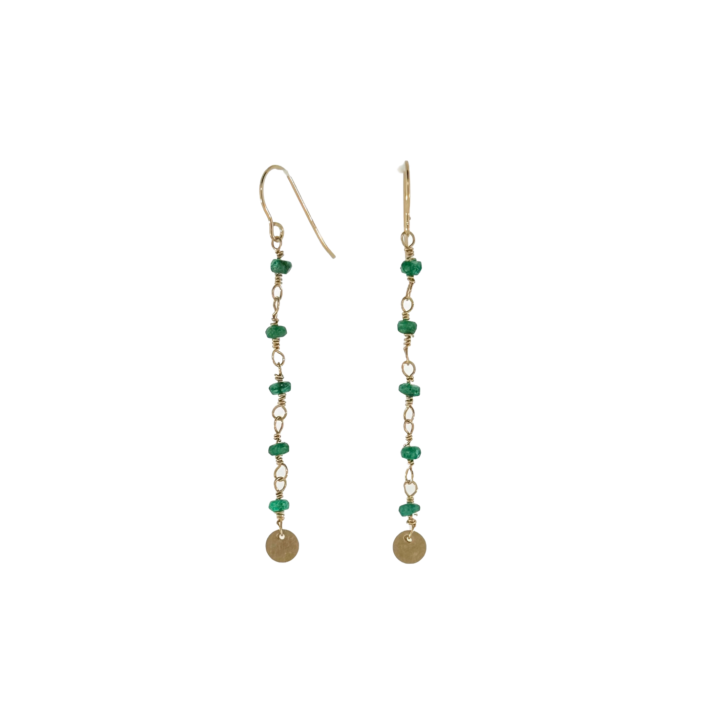 14k + Emerald Drop Earrings
