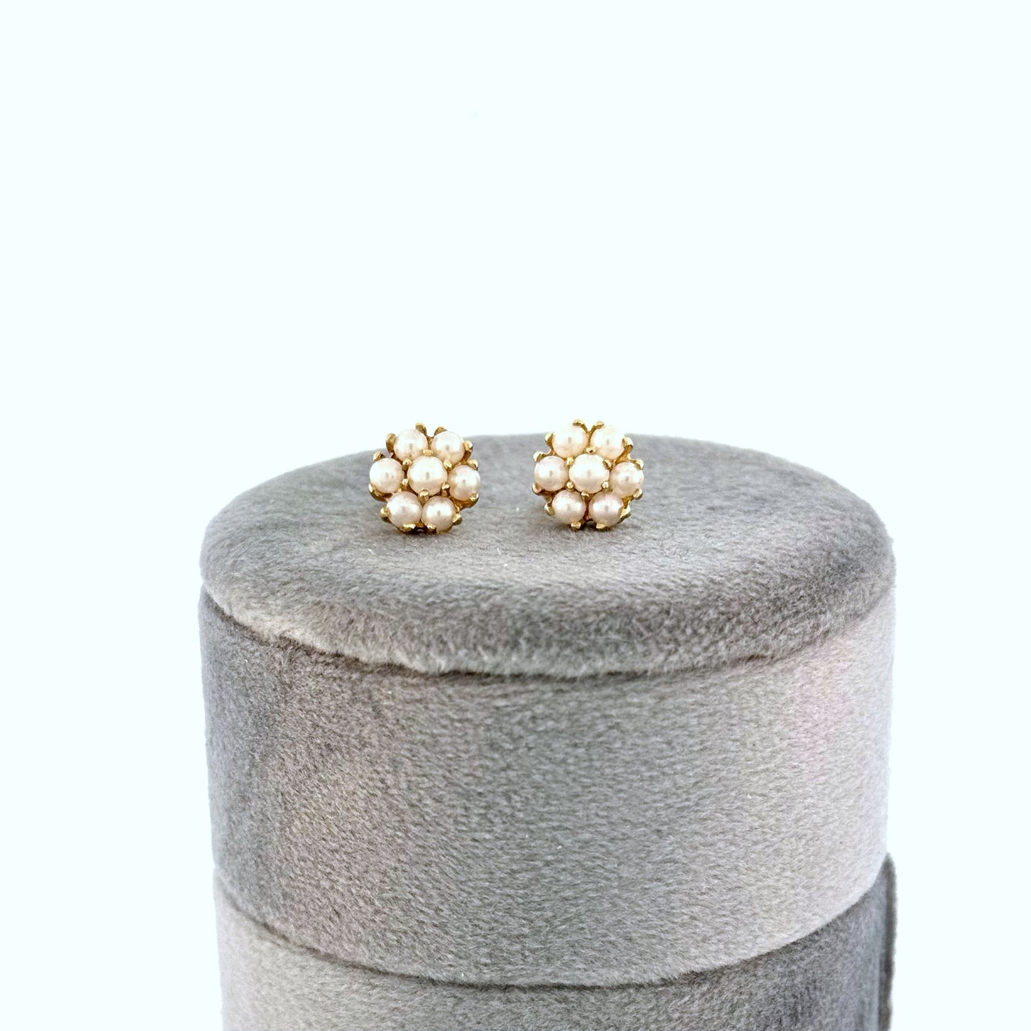 Estate 14k + Cultured Pearl Flower Stud Earrings