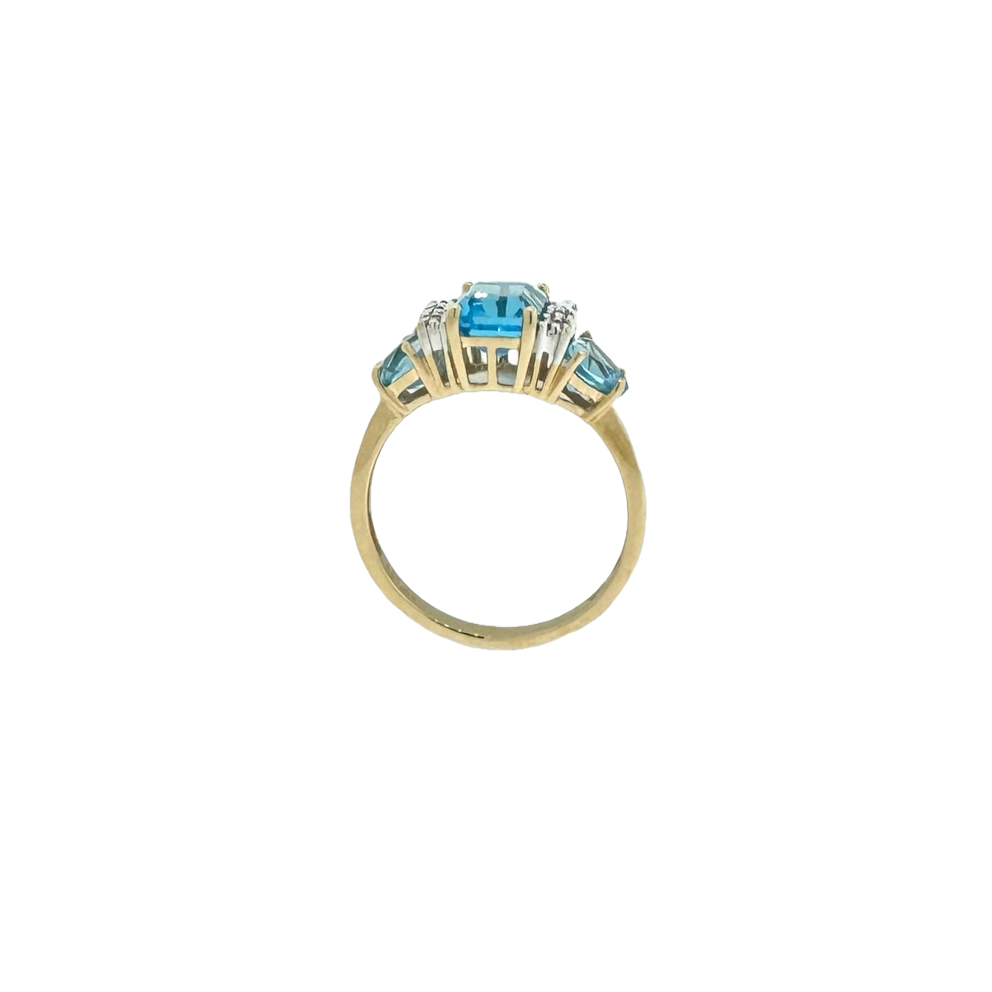 Estate 14k + Blue Topaz & Diamond Ring