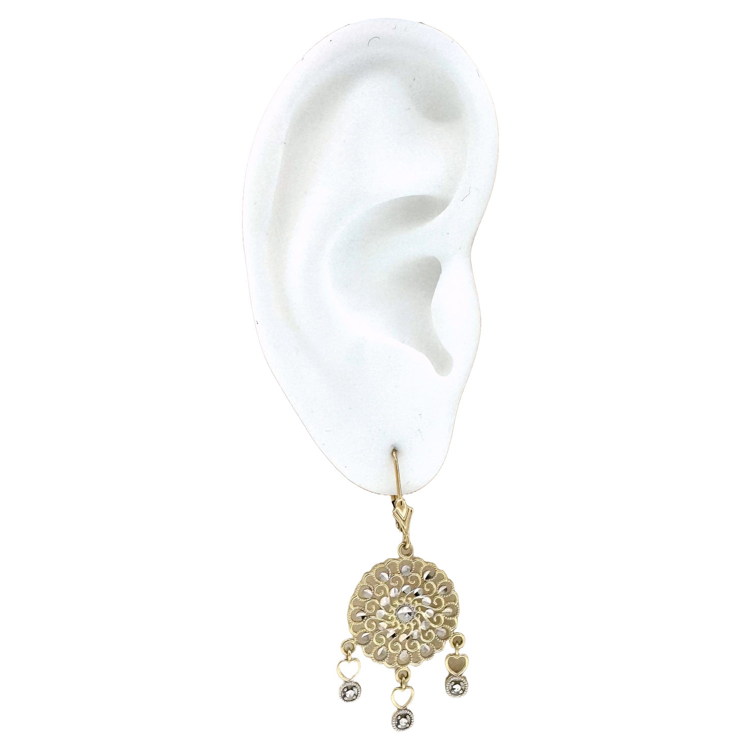 Estate 14k + Lace Cut-out Dangle Earrings