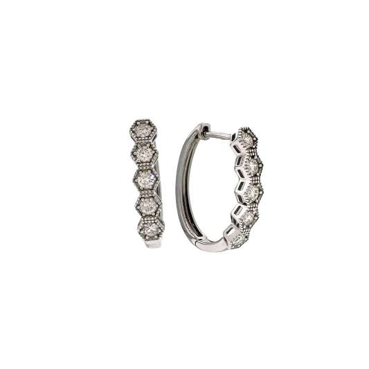 14k + Diamond Hinged Hoop Earrings