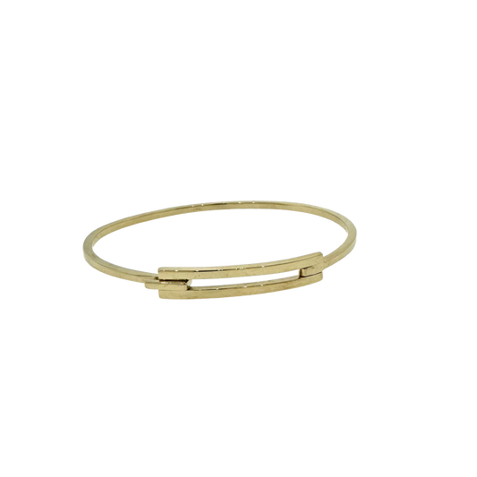 Estate 14k + Rectangular Hinged Bangle Bracelet