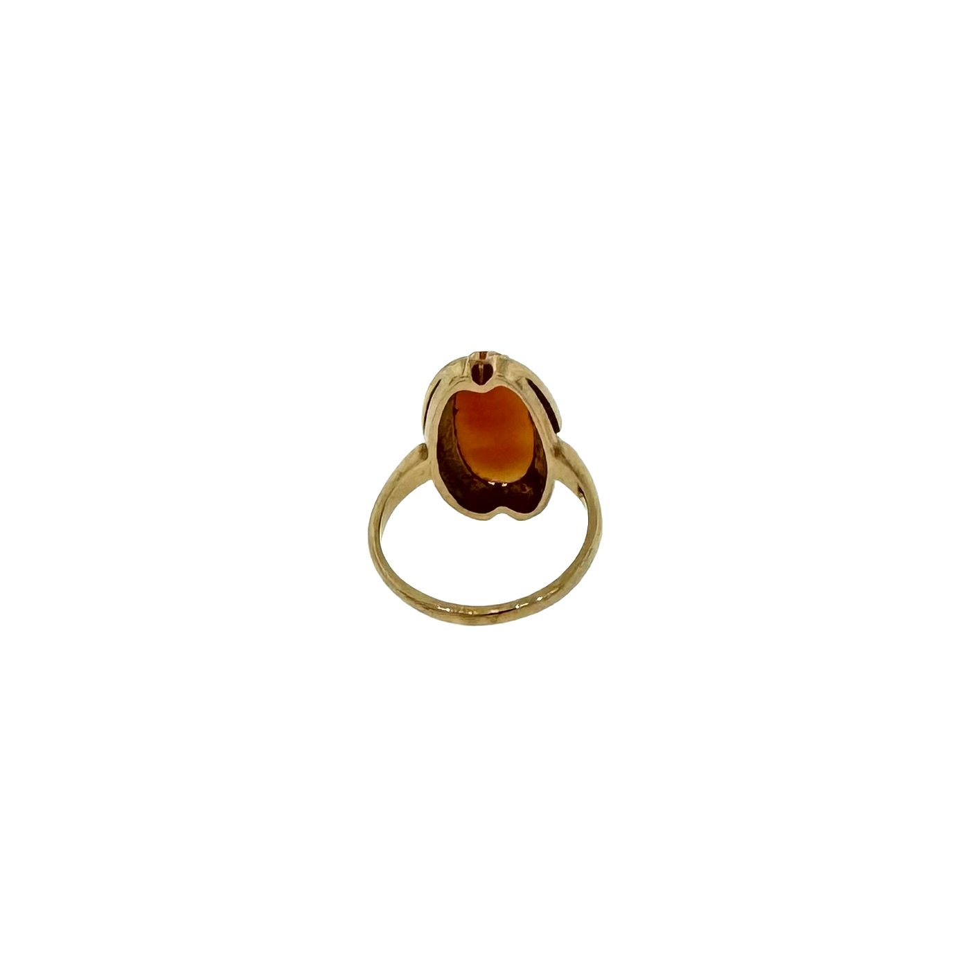 Estate 10k + Elongated Oval Shell Cameo Ring