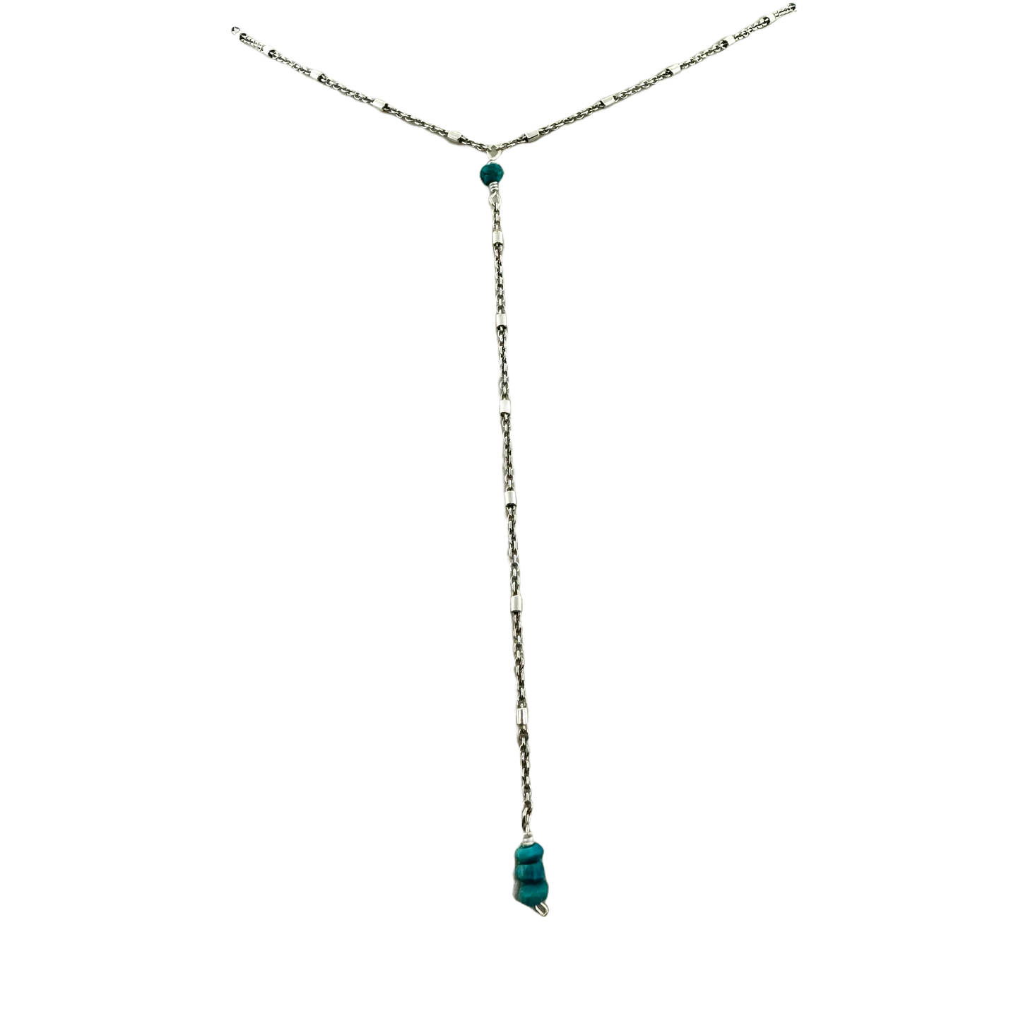 Sterling + Turquoise Simple Y Necklace