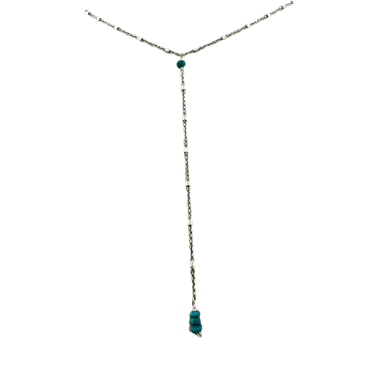 Sterling + Turquoise Simple Y Necklace