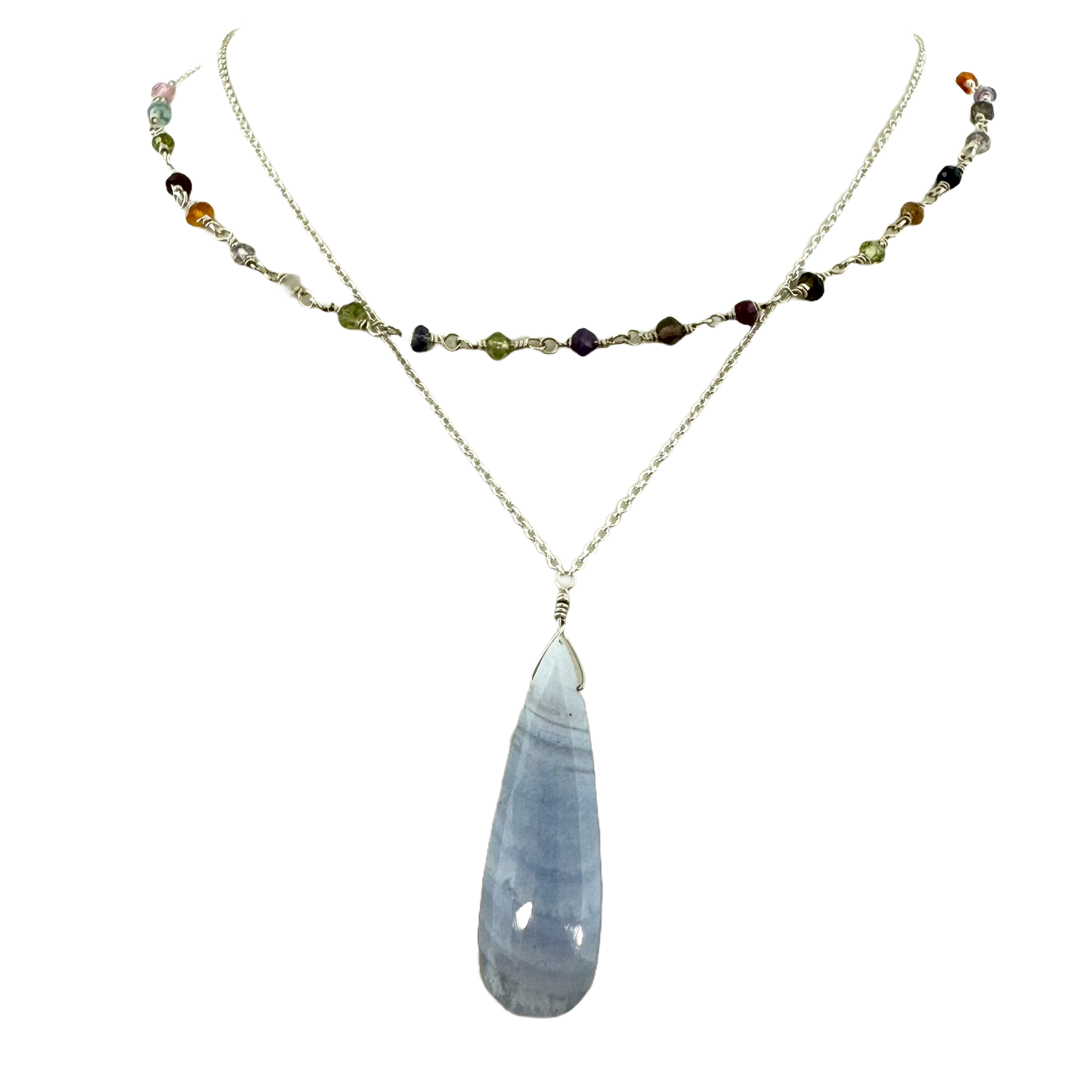 Sterling + Lace Agate Double Strand Necklace