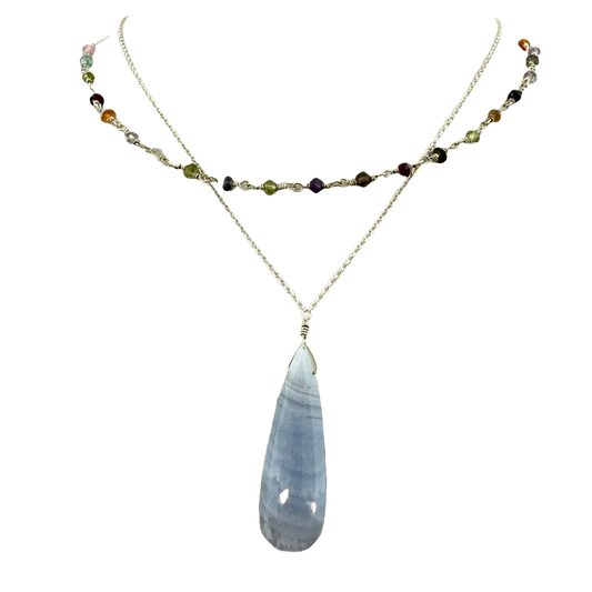 Sterling + Lace Agate Double Strand Necklace
