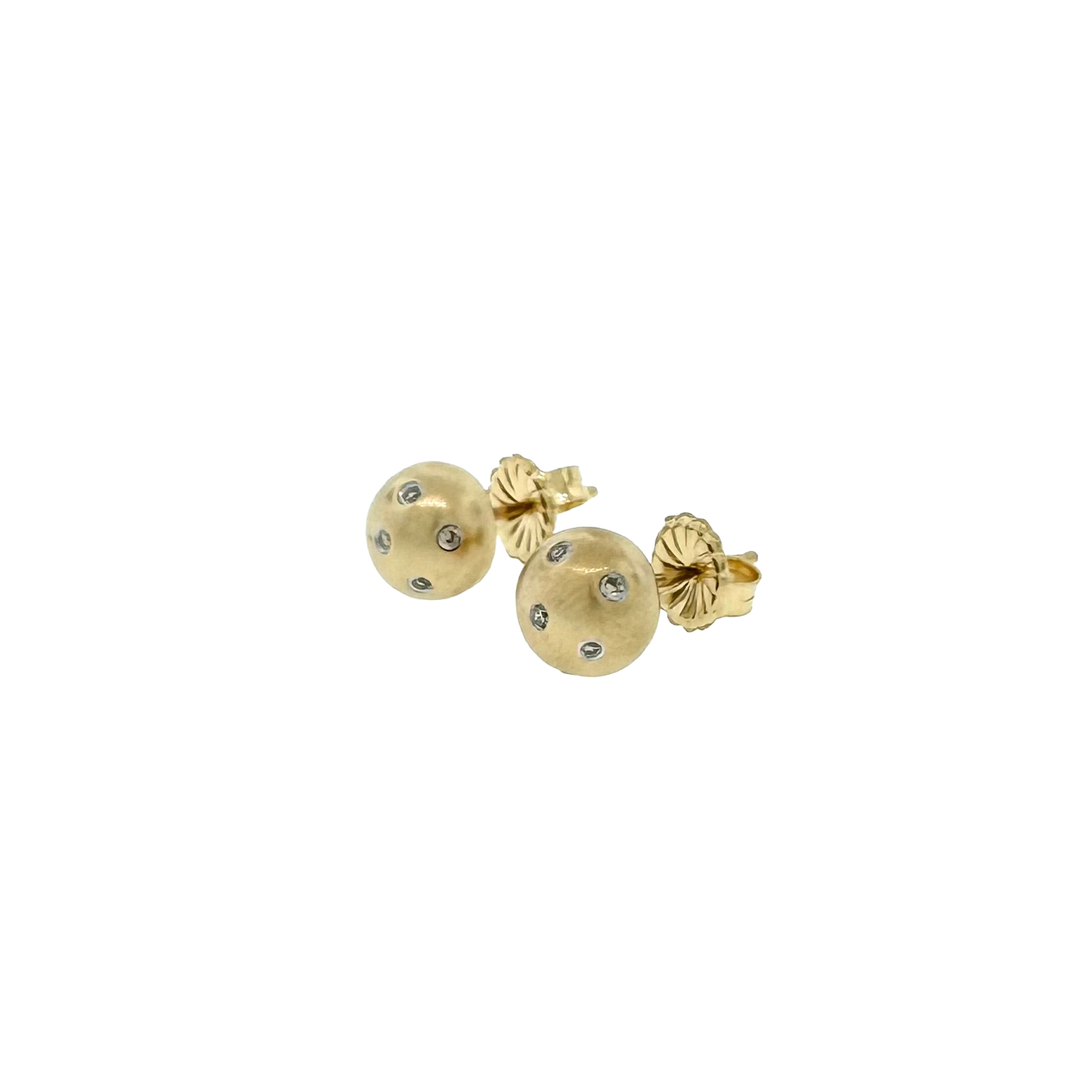 Estate 14k + Diamond Button Stud Earrings