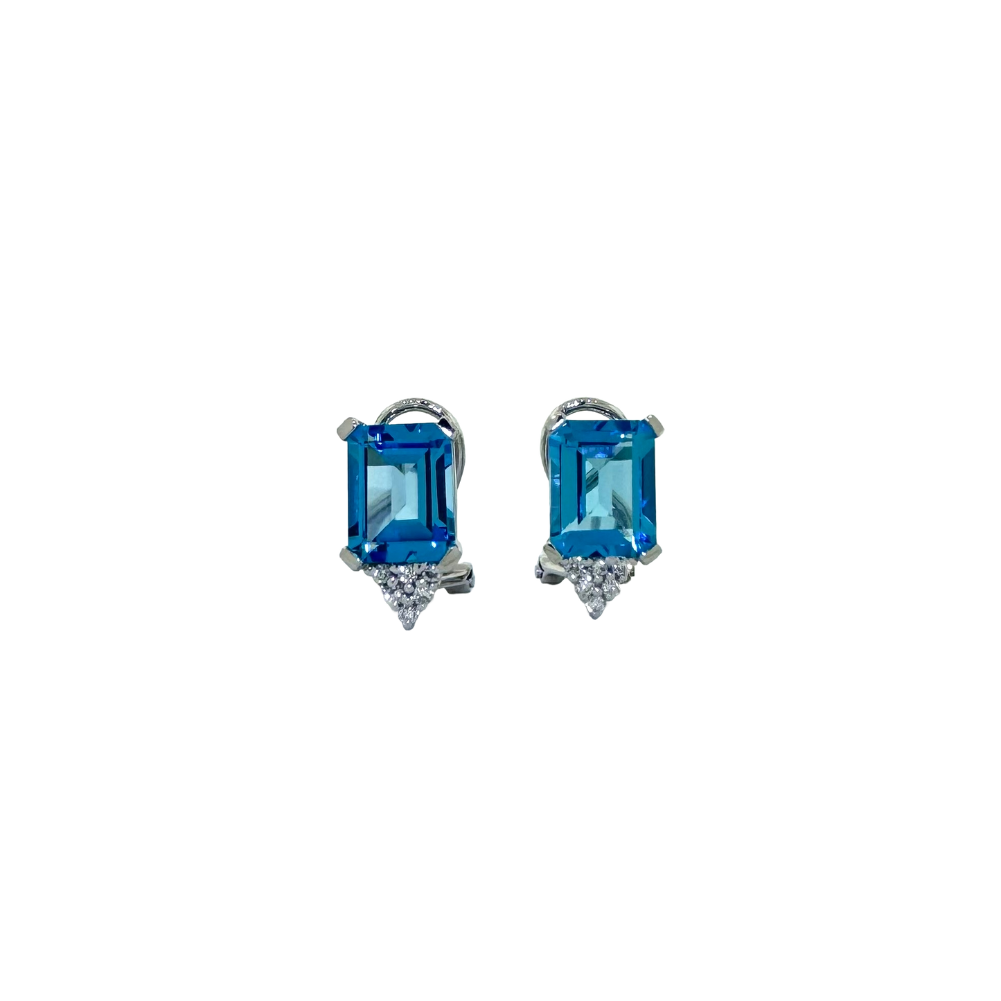 Estate 14k + Blue Topaz & Diamond Earrings