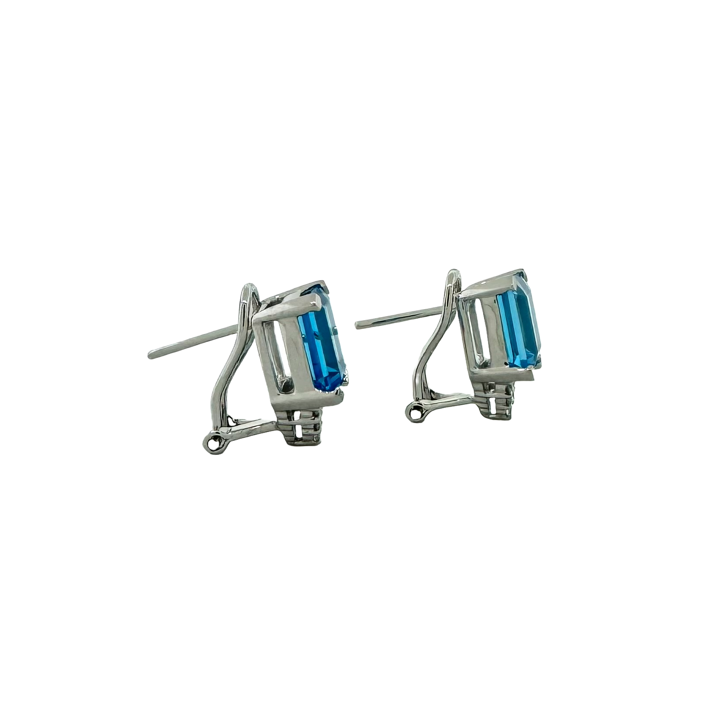 Estate 14k + Blue Topaz & Diamond Earrings