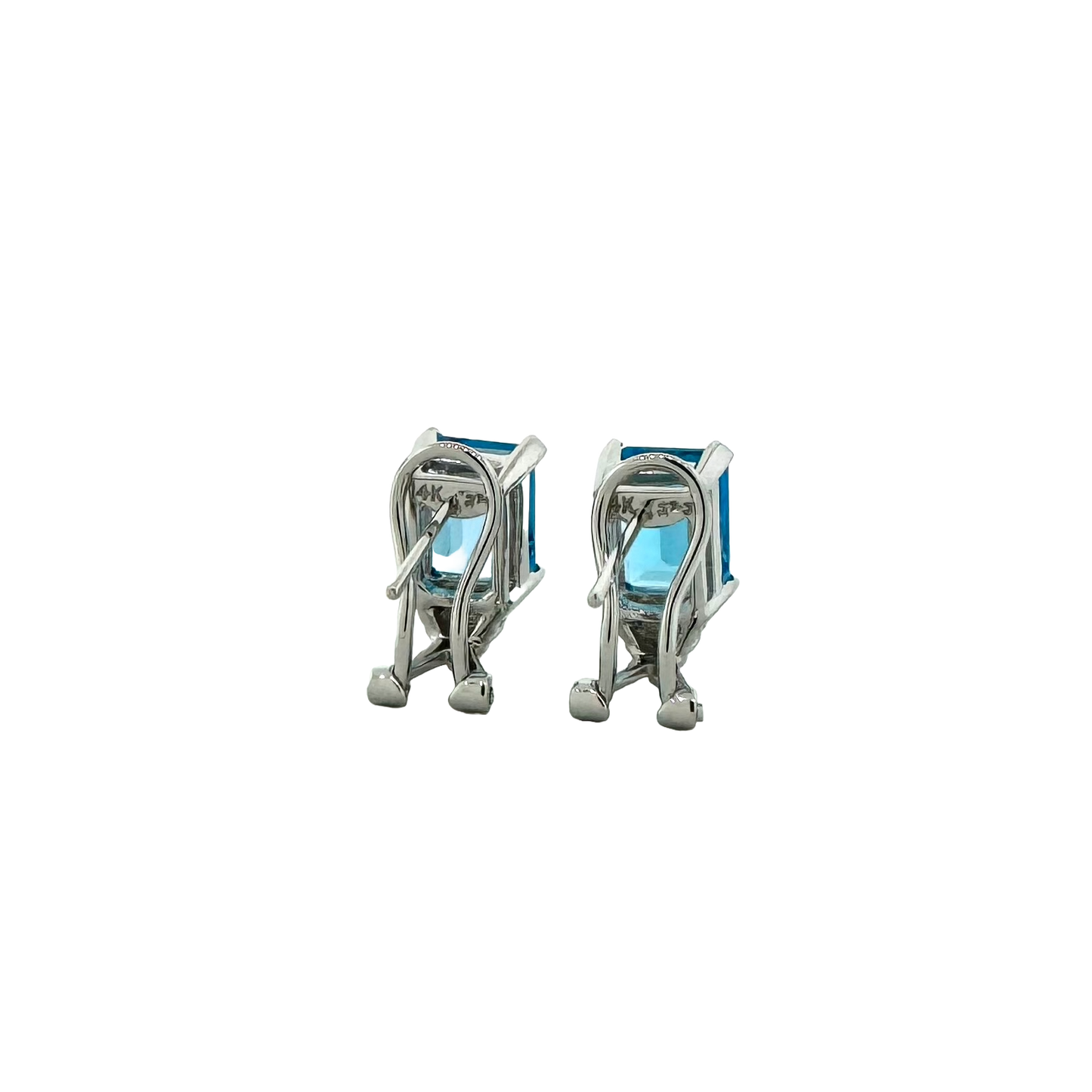 Estate 14k + Blue Topaz & Diamond Earrings