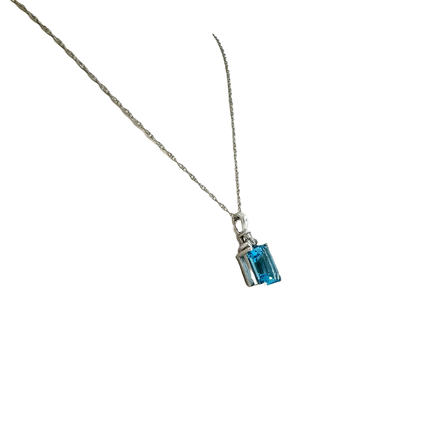 Estate 10k + Blue Topaz & Diamond Necklace