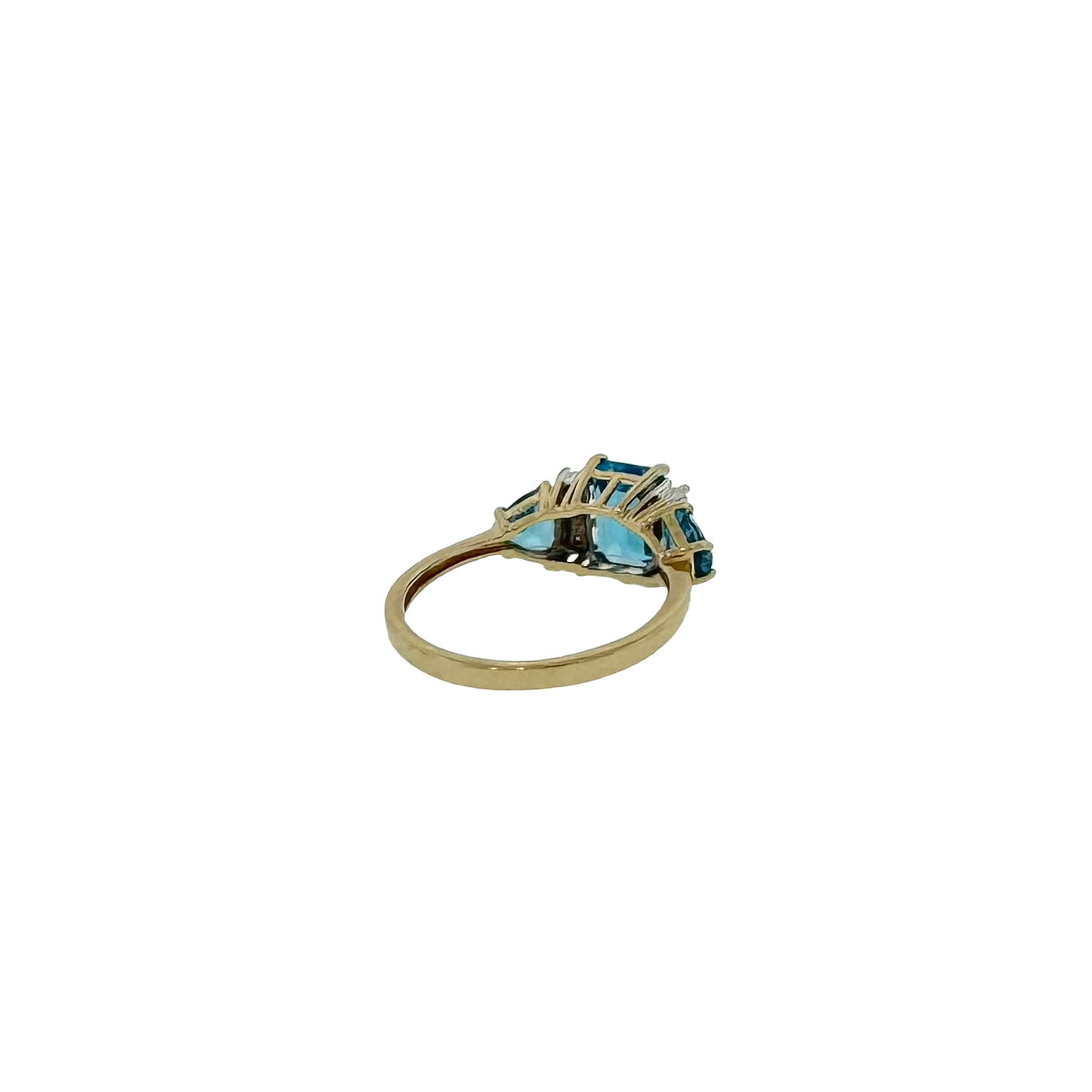 Estate 14k + Blue Topaz & Diamond Ring