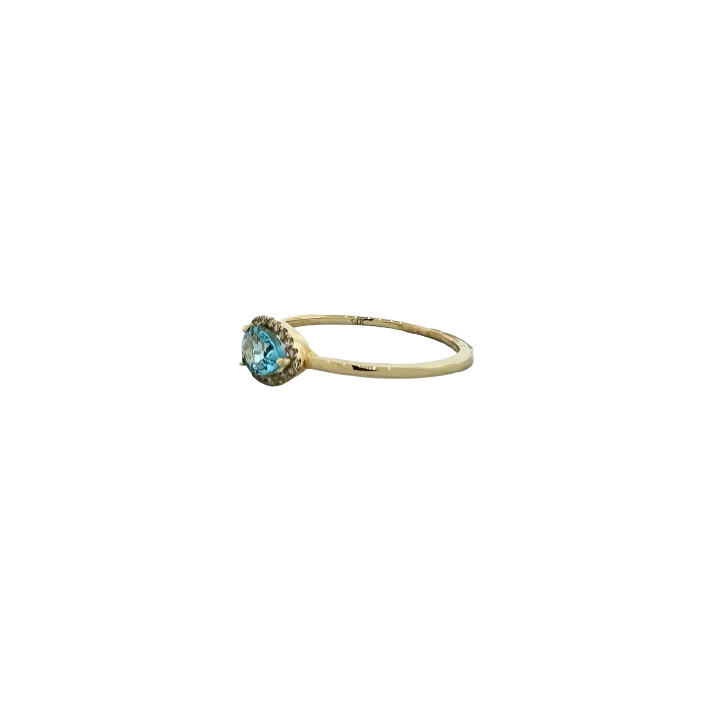 14k + Blue Topaz and Diamond East/West Ring