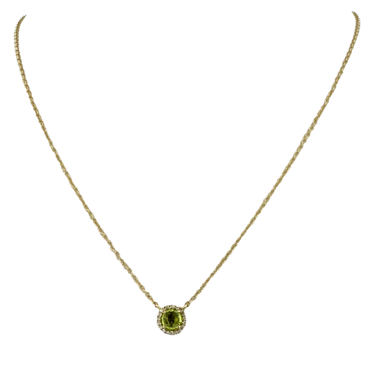 14k + Peridot and Diamond Station Necklace