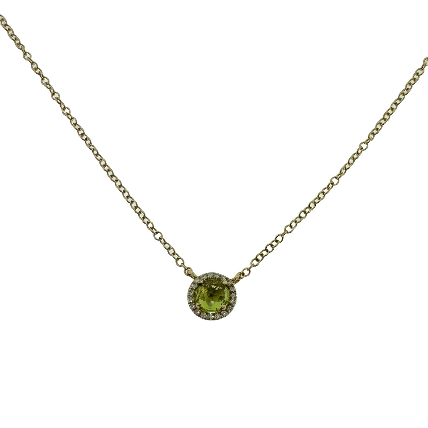 14k + Peridot and Diamond Station Necklace