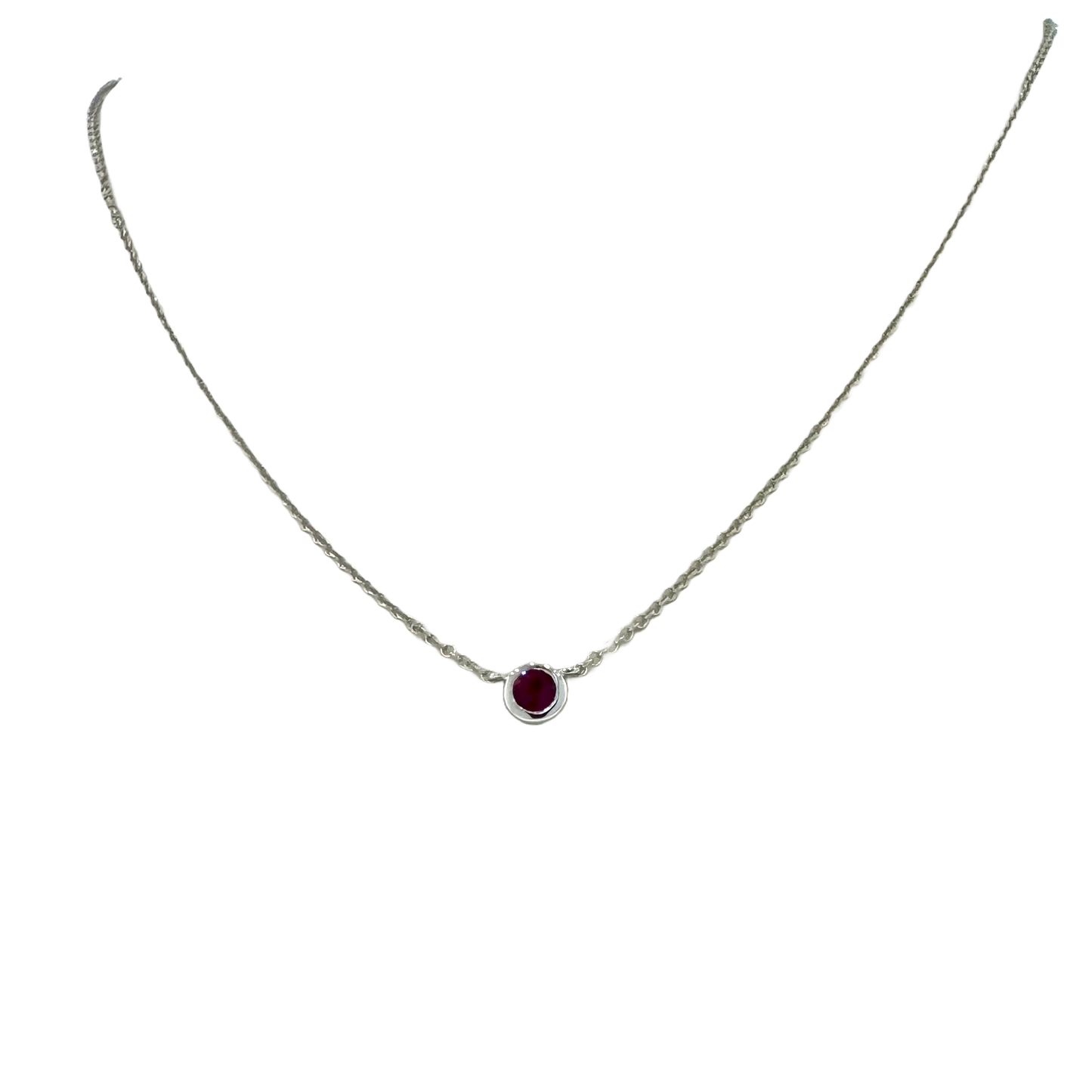 14k + Bezel Set Ruby Necklace