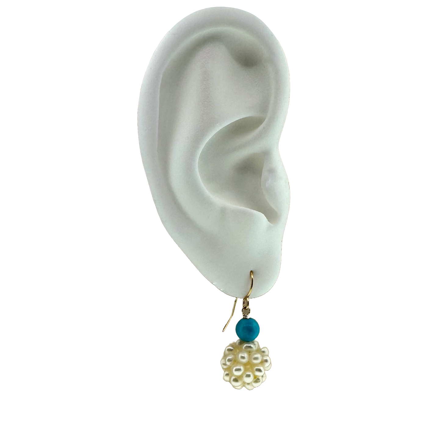 Estate 14k + Pearl & Turquoise Drop Earrings