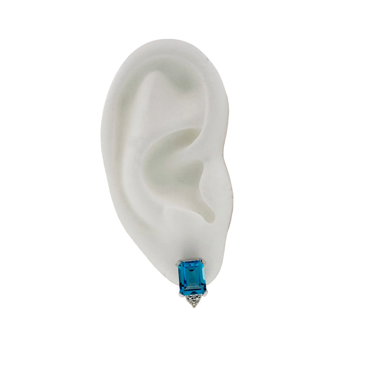 Estate 14k + Blue Topaz & Diamond Earrings