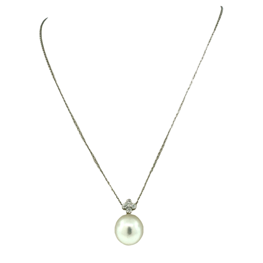 Estate Designer Platinum + Pearl & Diamond Necklace