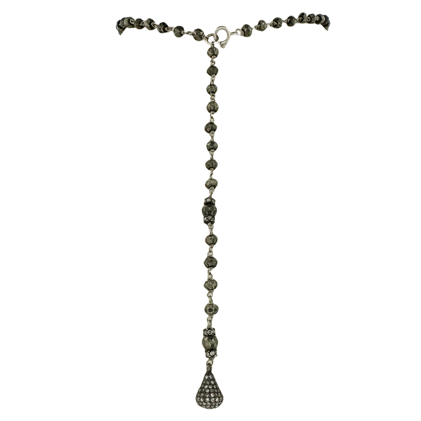 Estate 14k + Pyrite & Diamond Skull Necklace