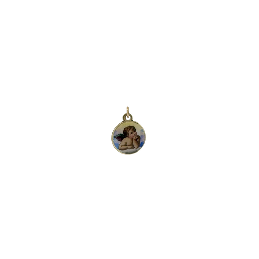 Estate 14k + Enameled Cherub Charm