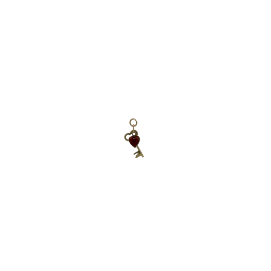 Estate 14k + Enameled Heart and Key Charm