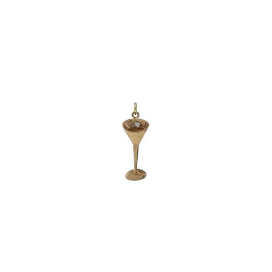 Estate 14k + Martini Glass with Diamond Charm