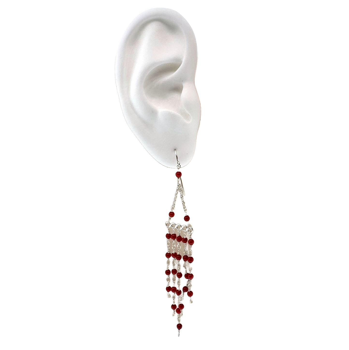 Sterling + Coral Fringe Earrings