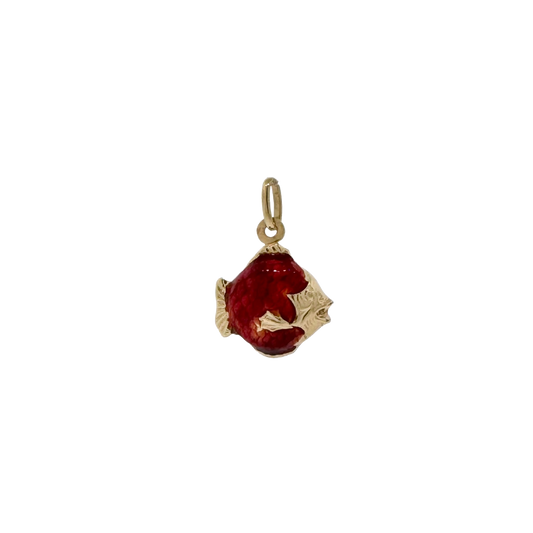 Estate 14k + Enameled Fish Charm
