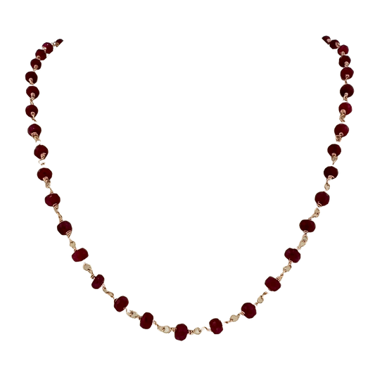 14k + Ruby Beaded Necklace