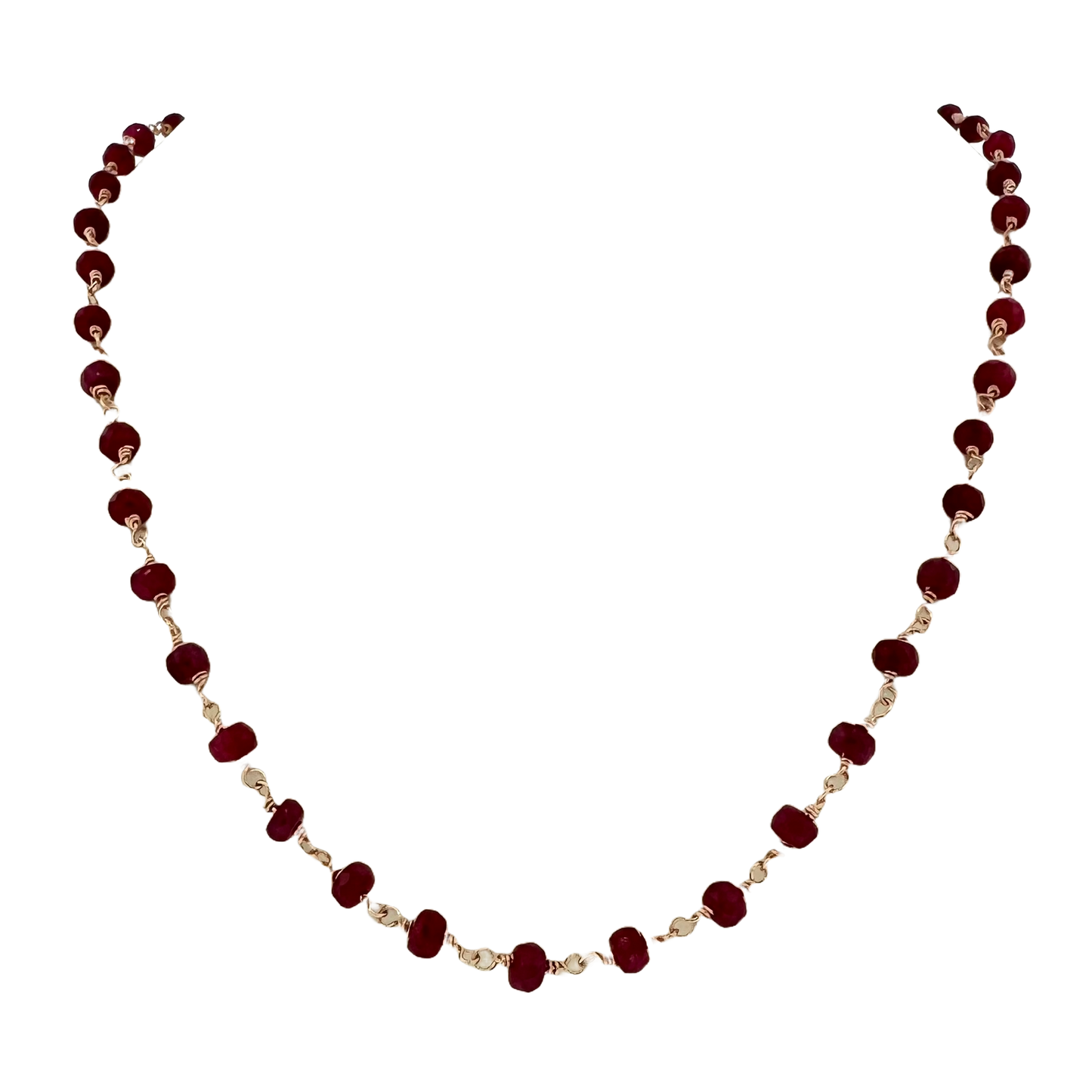 14k + Ruby Beaded Necklace