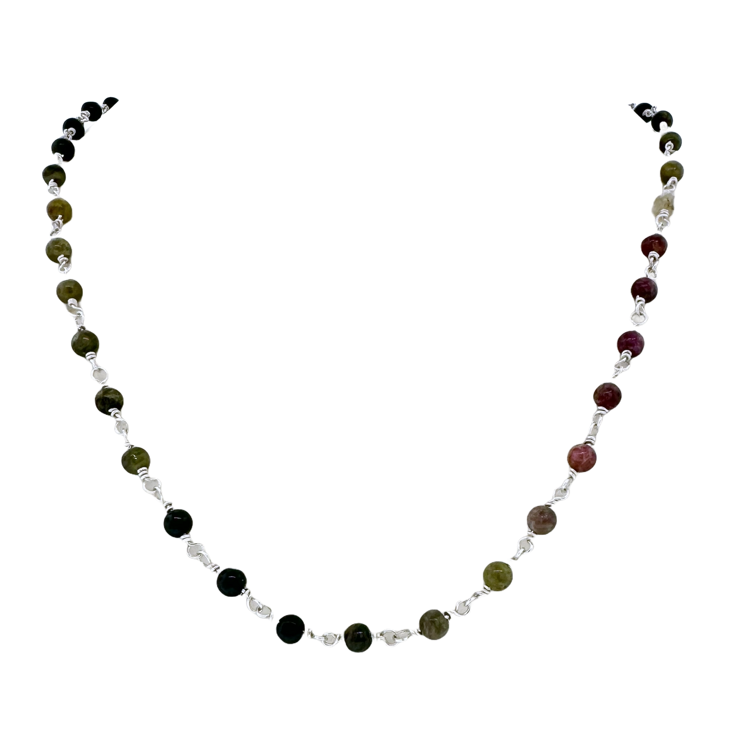 Sterling Silver + Tourmaline Bead Chain