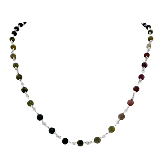 Sterling Silver + Tourmaline Bead Chain