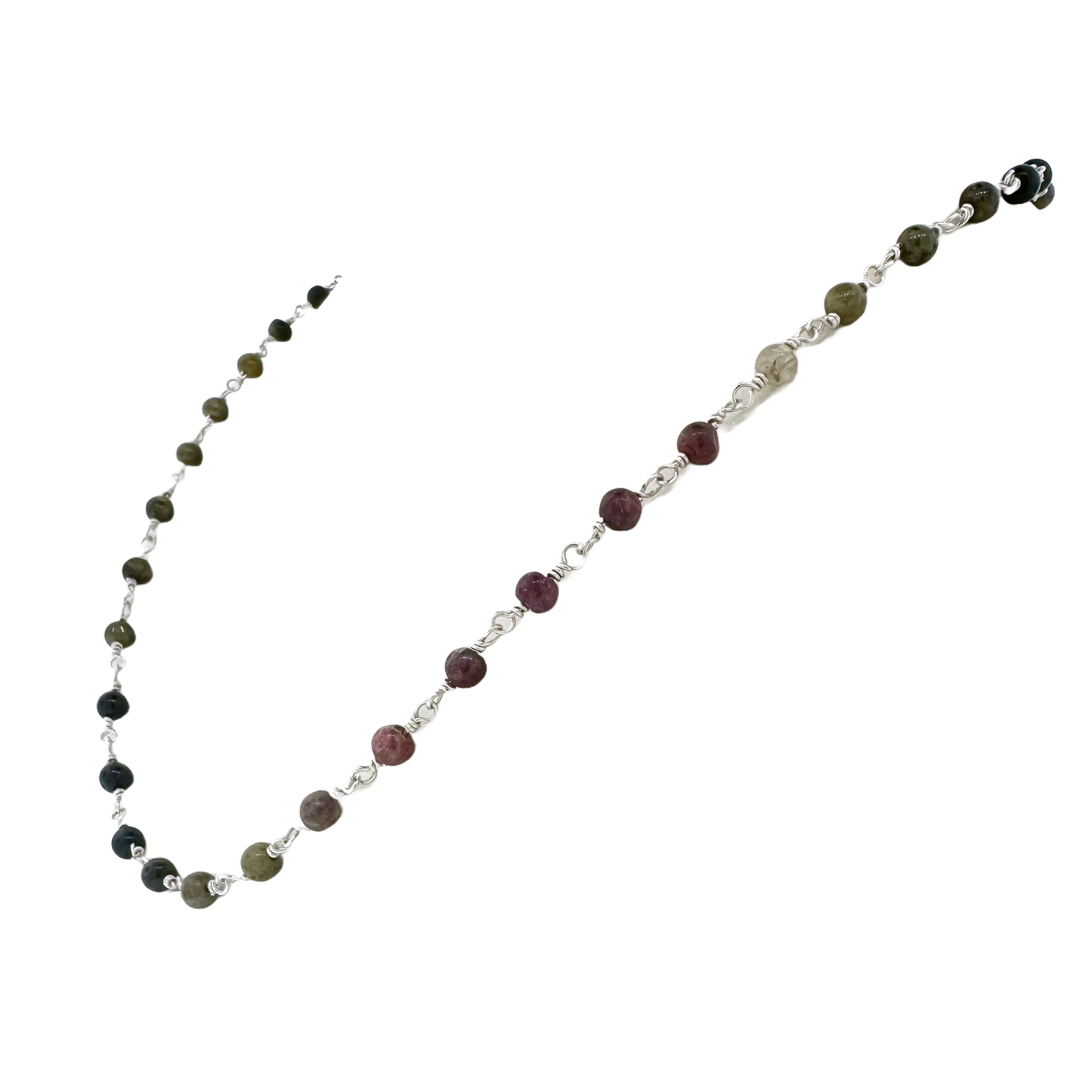 Sterling Silver + Tourmaline Bead Chain
