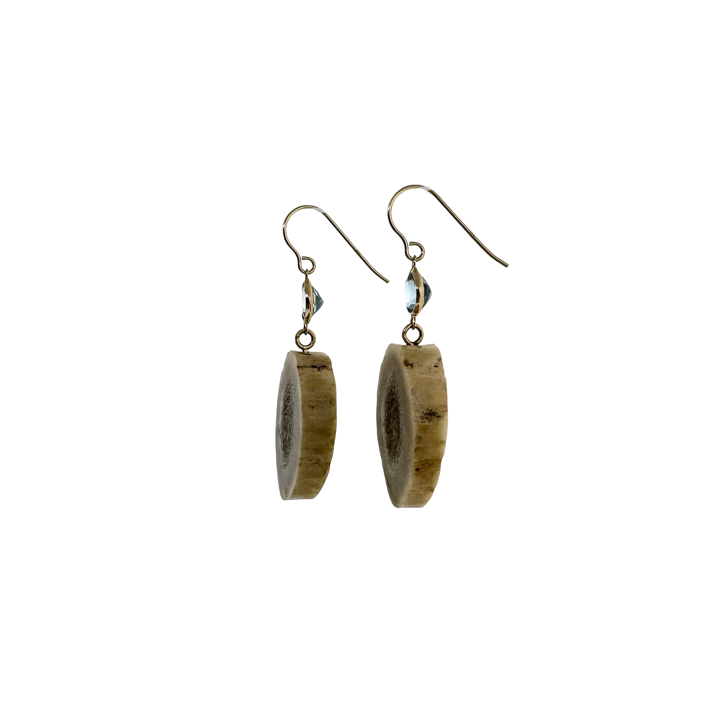 14k + Blue Topaz & Antler Slice Earrings