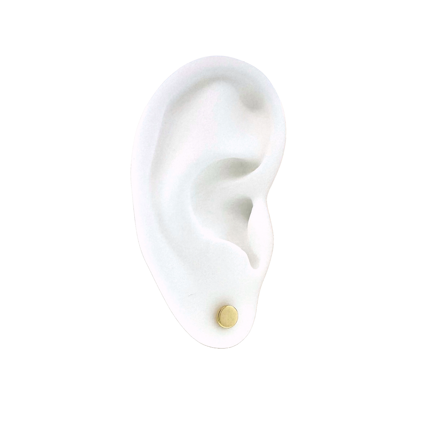 14k + Round Flat Disc Stud Earrings