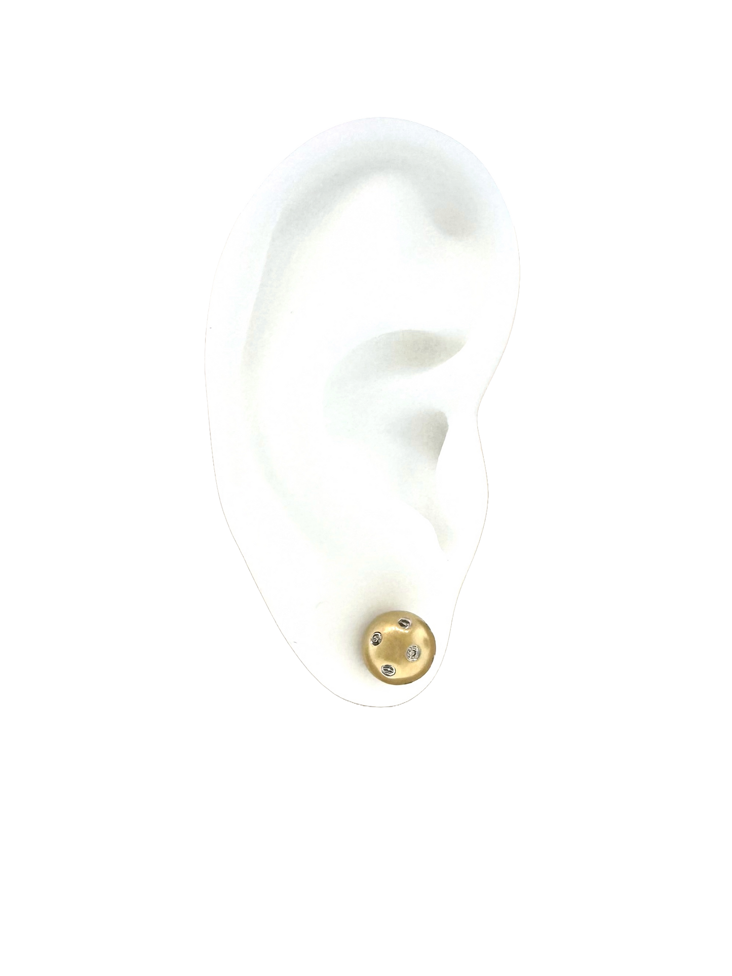 Estate 14k + Diamond Button Stud Earrings